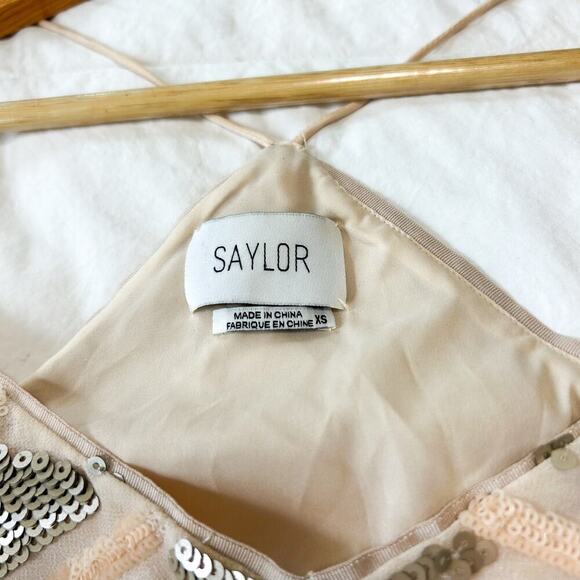 NWOT Saylor Talia Revolve Sequin Geometric Mini Dress XS Nude Sparkle Party - Picture 3 of 7